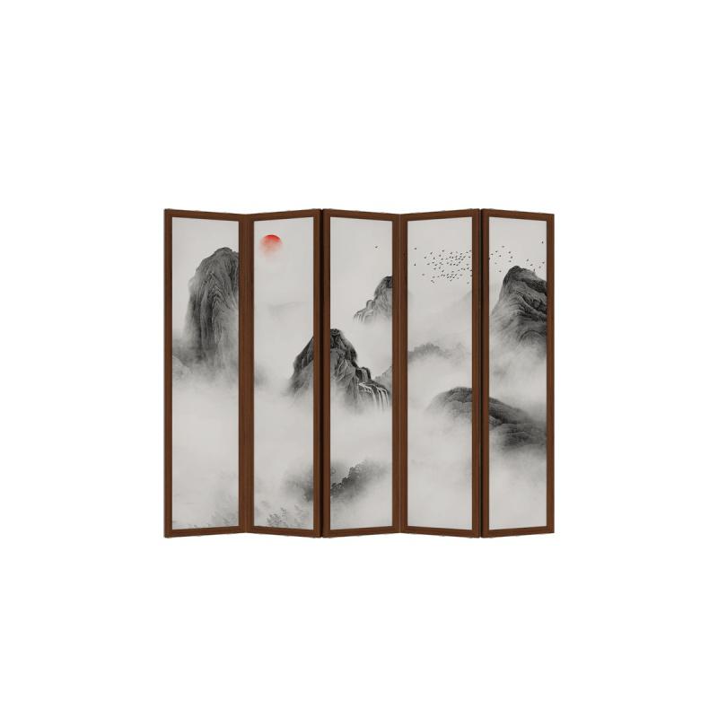 BONJEAN新中式屏风隔断客厅卧室酒店办公室简约现代折叠移动实木布艺折屏高清大图