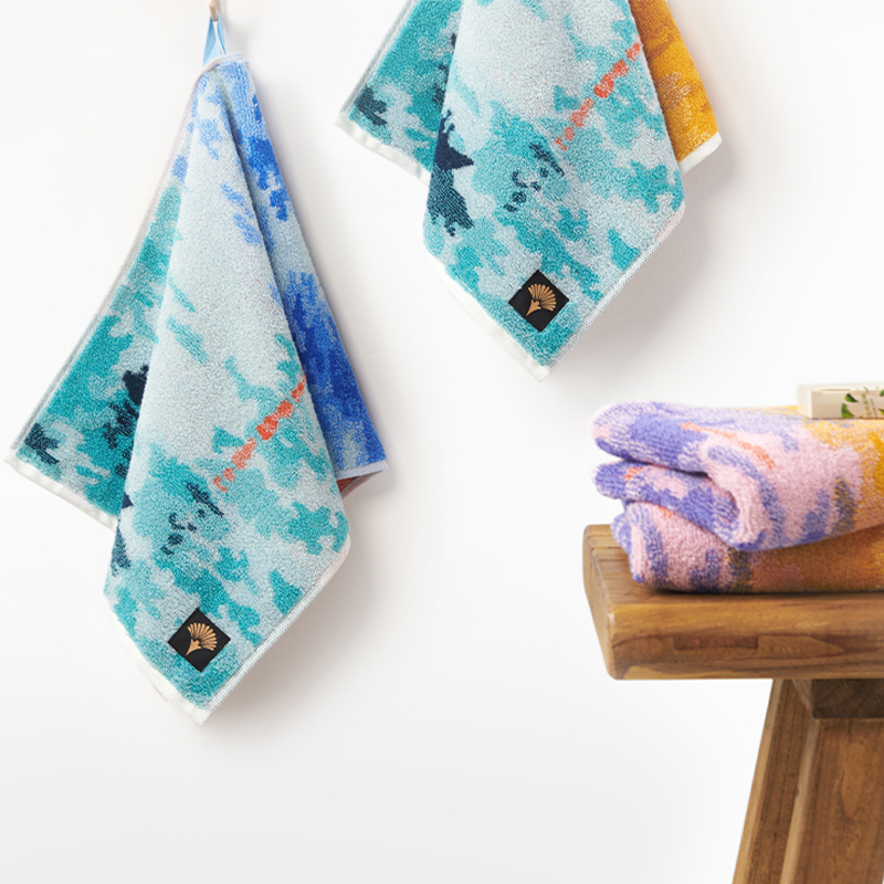 洁玉 大师系列-可以裱起来当壁画的毛巾-双条装毛巾礼盒 初日之境*2高清大图