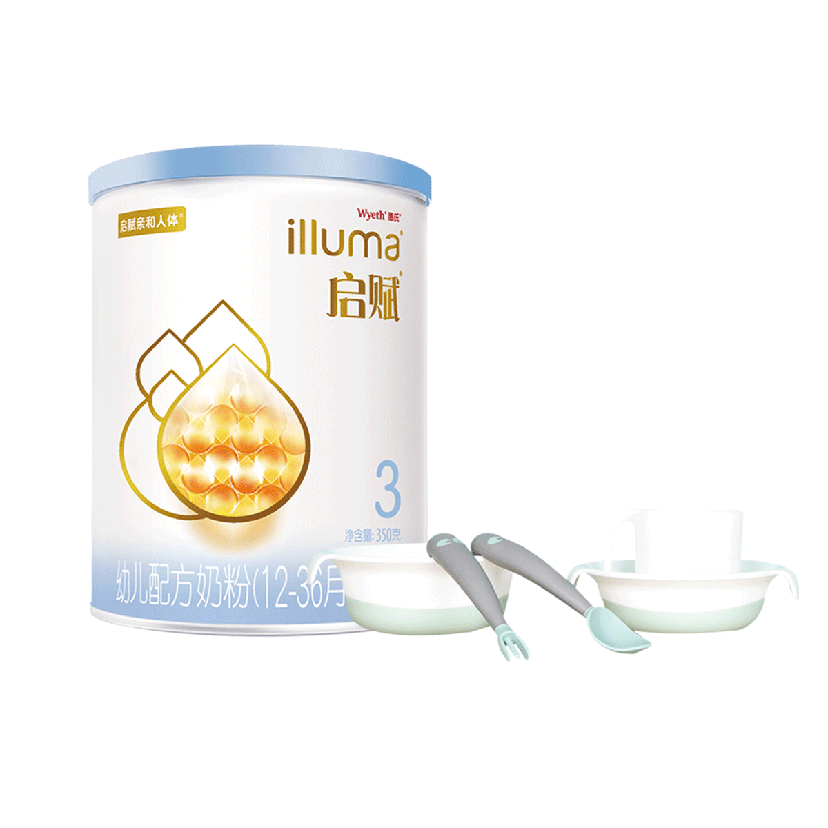 惠氏专享礼包-蓝钻3段350g+儿童餐具5件套