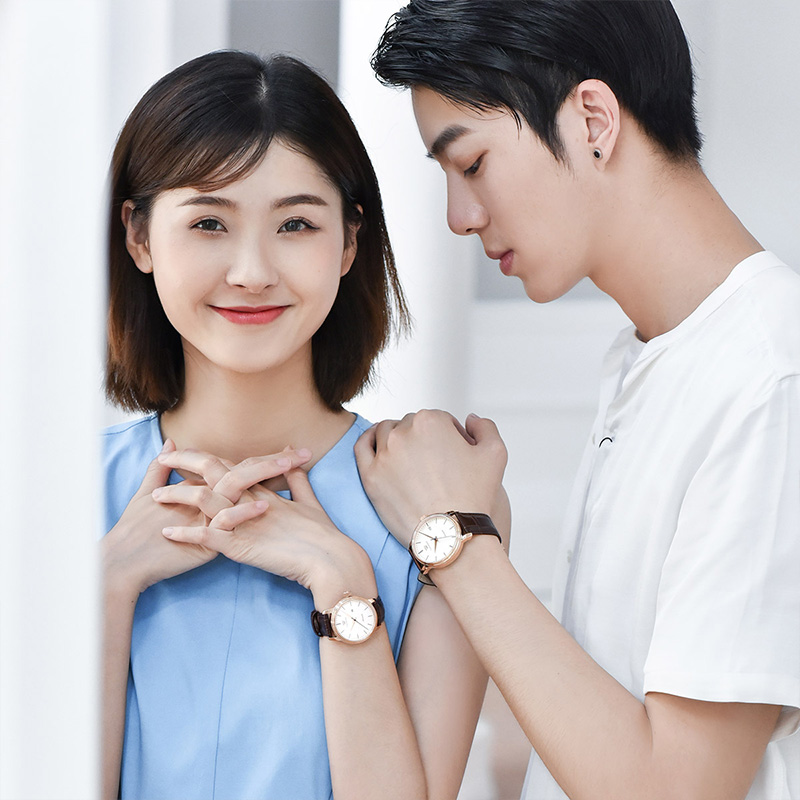 天王表情侣表皮带自动机械表时尚休闲男表精致百搭女表腕表送生日礼物推荐5914高清大图