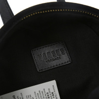 VERSACE VERSUS范思哲 范瑟丝女士黑色聚酯纤维LOGO图案丝绒迷你双肩包FBD1374 FVLTMR 特价