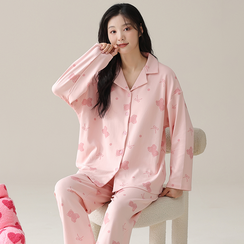 浪莎睡衣女甜美可爱高级感全棉家居服春秋季100%纯棉2024新款长%高清大图