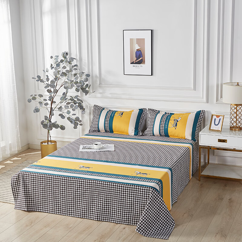 天琴床品三件套200*230cm柔软舒适千羽粗布印花TQ-S55高清大图