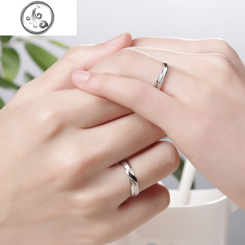 纯银情侣戒指一对开口刻字男女日韩轻奢素戒小众设计简约个性对戒jimi