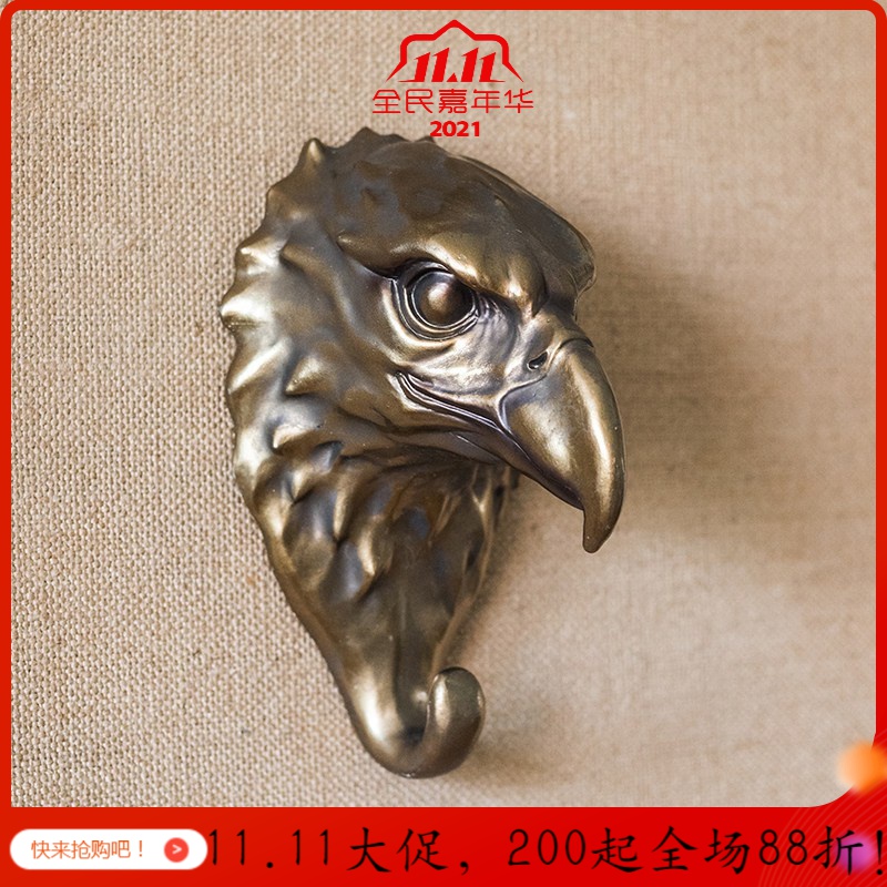 美帮汇树脂金属铜色兽头 挂钩装饰挂件壁挂复古艺术 大象犀牛 犀牛高清大图