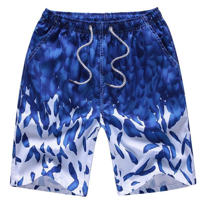 夏季休闲短裤男沙滩裤海边度假花裤子速干五分大裤衩大码中裤泳裤粉红