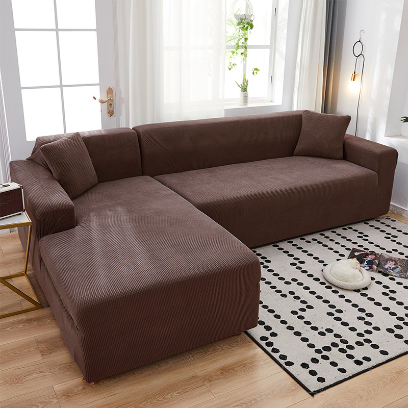 现代简约萬能通用弹力全包全盖布艺沙发套罩沙发垫贵妃 琥珀棕 组合套装[贵妃位长度190-230cm+L码长度190-23高清大图