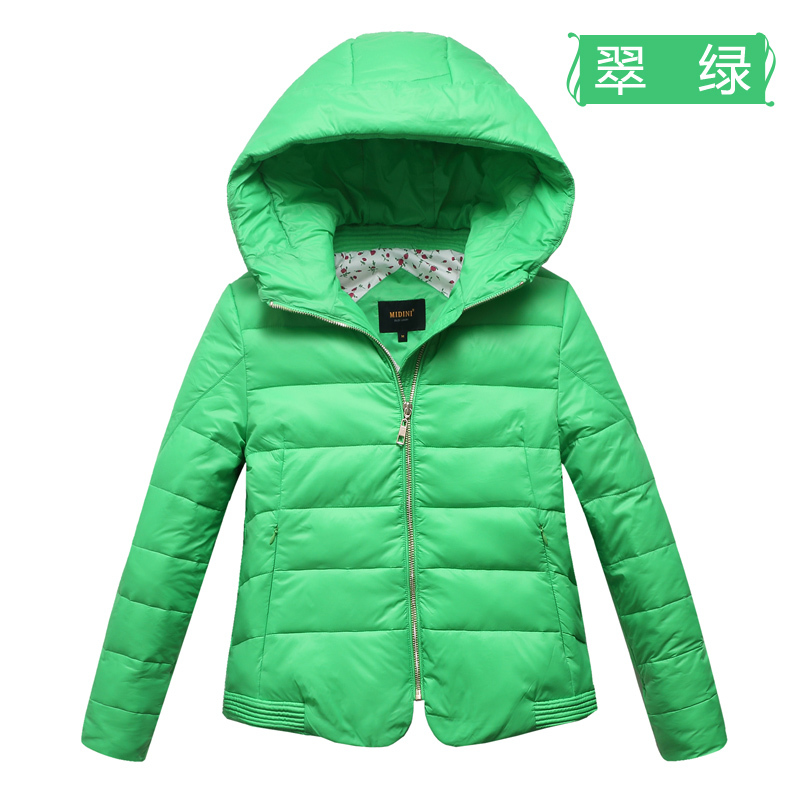 米帝尼(MIDINI)女士糖果色短款带帽羽绒服冬季保暖羽绒外套