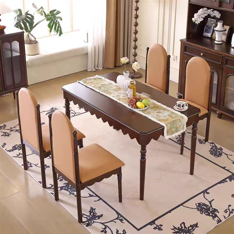 法式复古全实木餐桌家用客厅长方形中古风大饭桌餐桌组合高清大图