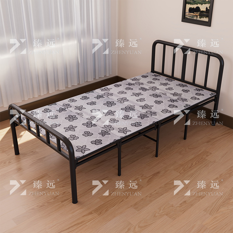臻远 ZY4052515 钢木床简易折叠床单人床四折 宽1.2米银彩 1张高清大图