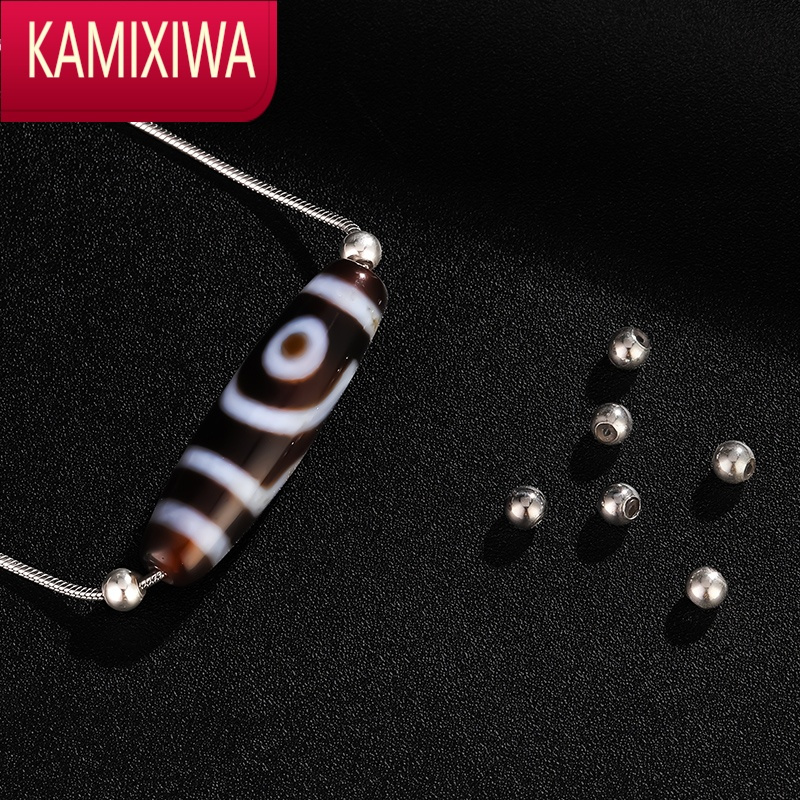 kamixiwa穿天珠链项链银锁骨链大能链子男银男士针式穿珠配链