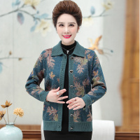 品牌送礼妈妈装羊绒衫女中老年奶奶宽松加大码毛衣本命年老太太开衫女羊绒开衫女印花毛衣女中老年人保暖羊毛衫加绒外套