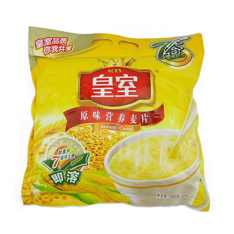 皇室 原味营养麦片600g袋 早餐冲饮免煮谷物即食小袋装