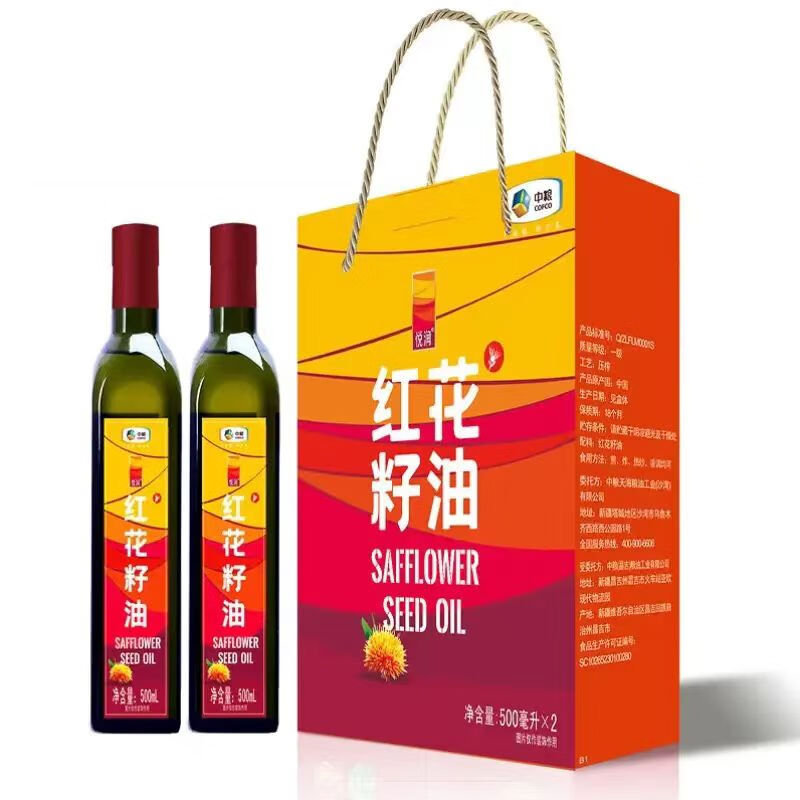 中粮 家庭装悦润红花籽油礼盒500ml*2