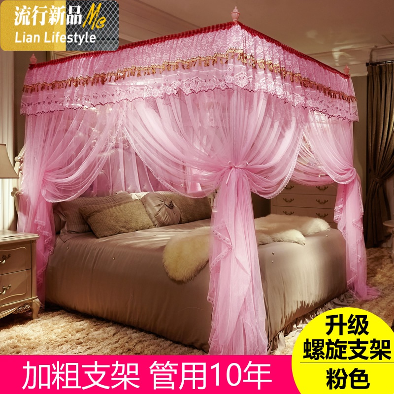 2018新款加密加厚蚊帐1.5/1.8m2米床2.2双人家用公主风支架落地 三维工匠高清大图