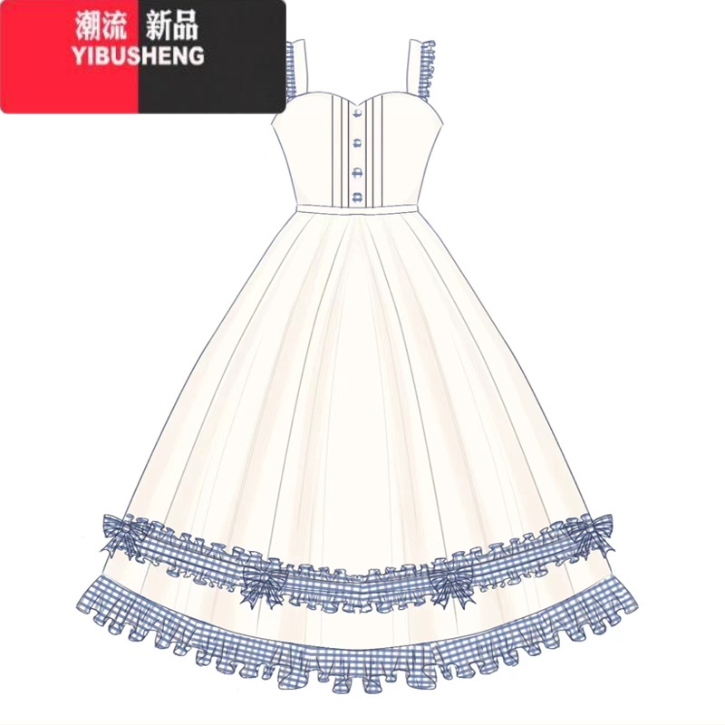 YIBUSHENG花祈梦原创洛丽塔裙子季少女学生甜美学院风连衣裙 花崎梦白色单件连衣裙单件带蝴蝶结 S