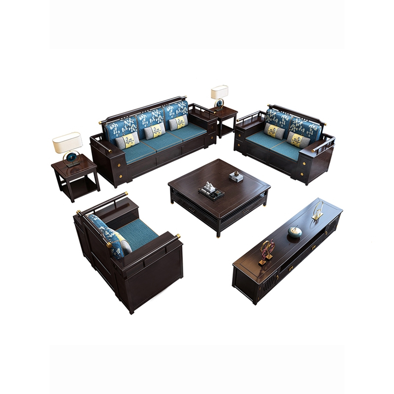 新中式沙发现代简约中式冬夏两用藤印象木沙发轻奢别墅客厅家具