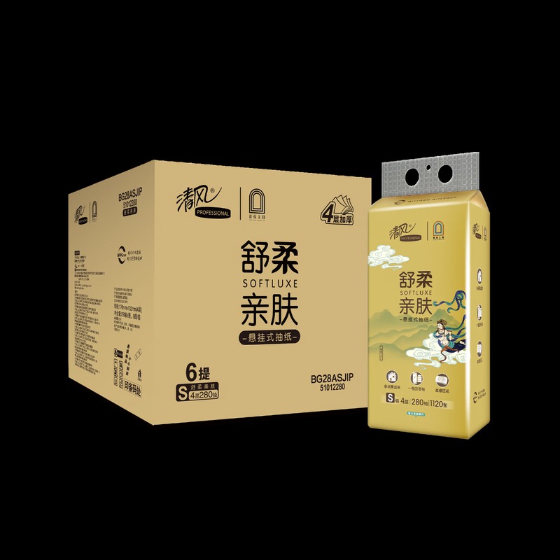 清风敦煌悬挂式抽纸4层280抽/包BG28ASJIP单提装*2提_高清大图