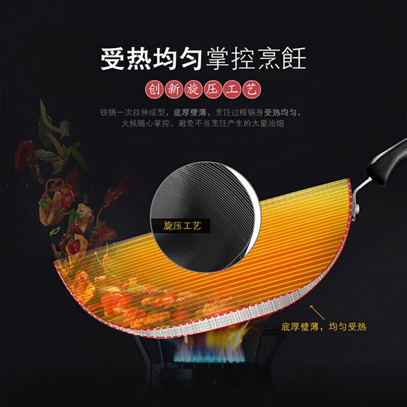 苏泊尔(SUPOR)32cm臻铁真不锈系列无涂层炒菜锅铁锅铸铁炒锅 FC32Z9可立盖高清大图