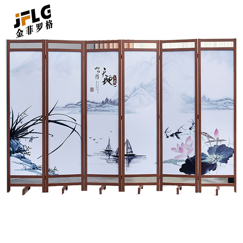 金菲罗格新中式屏风客厅实木隔断 六联屏风 2500*1800*20mm高清大图