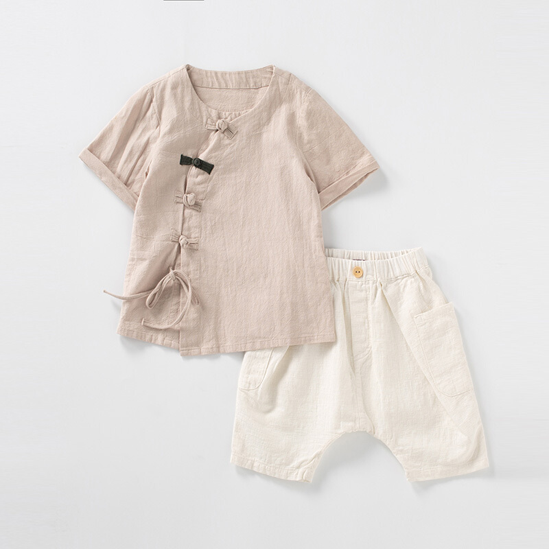 小和尚衣服婴儿童小孩僧袍女男童夏棉麻汉服套装中国风宝宝复古装