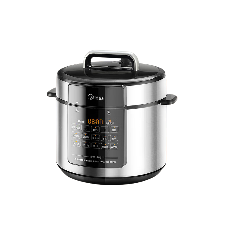 美的(Midea) MY-E5915G 电压力锅 5L 家用智能0涂层钢胆 大屏操控智能开盖 双胆电饭煲
