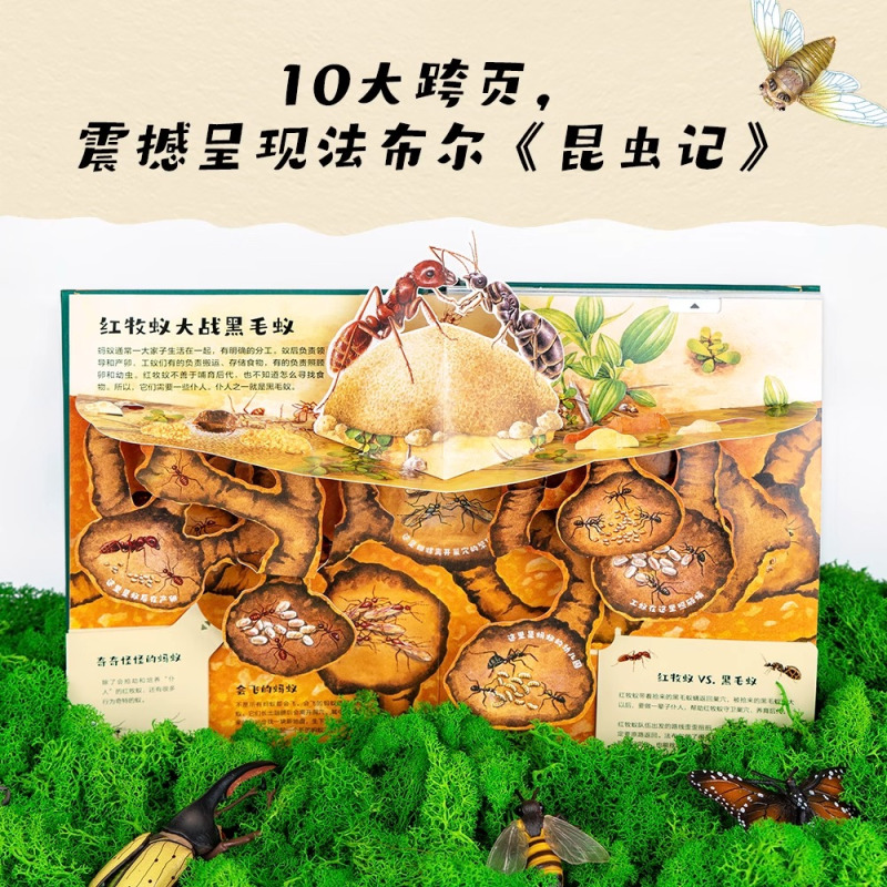 昆虫记立体书 [正版]昆虫记立体书精装3D儿童机关书翻翻书洞洞书法布尔昆虫记原著3-6岁幼儿图画书一二三四五年级小学生课