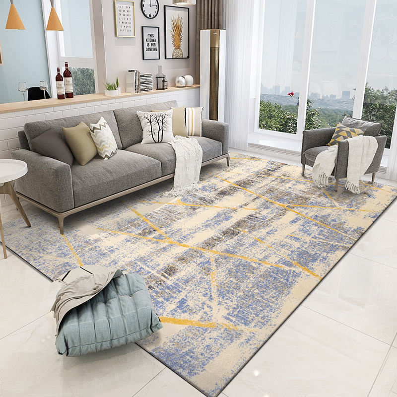 美帮汇客厅地毯茶几沙发北欧简约现代北欧风美式床边毯卧室欧式房间ins 沙衍蓝 240厘米&times;340厘米