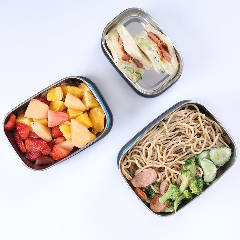 诺派(NUOPAI)长方形不锈钢饭盒3件套 餐盒 保鲜盒套装 C6247