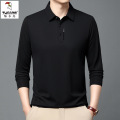 啄木鸟男士长袖t恤polo衫秋冬季休闲轻商务打底衫时尚翻领正装 2XL(建议145-165斤) 8339黑色长袖款