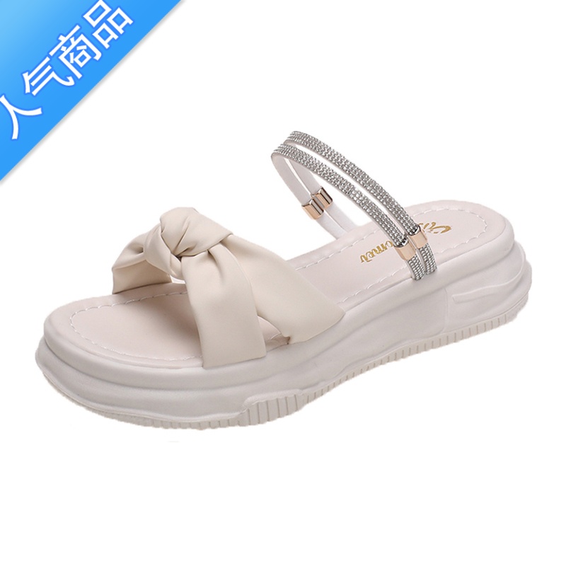 SUNTEK踩屎感凉鞋女夏季2023新款松糕跟托鞋仙女风厚底两穿凉拖软底半鞋高清大图