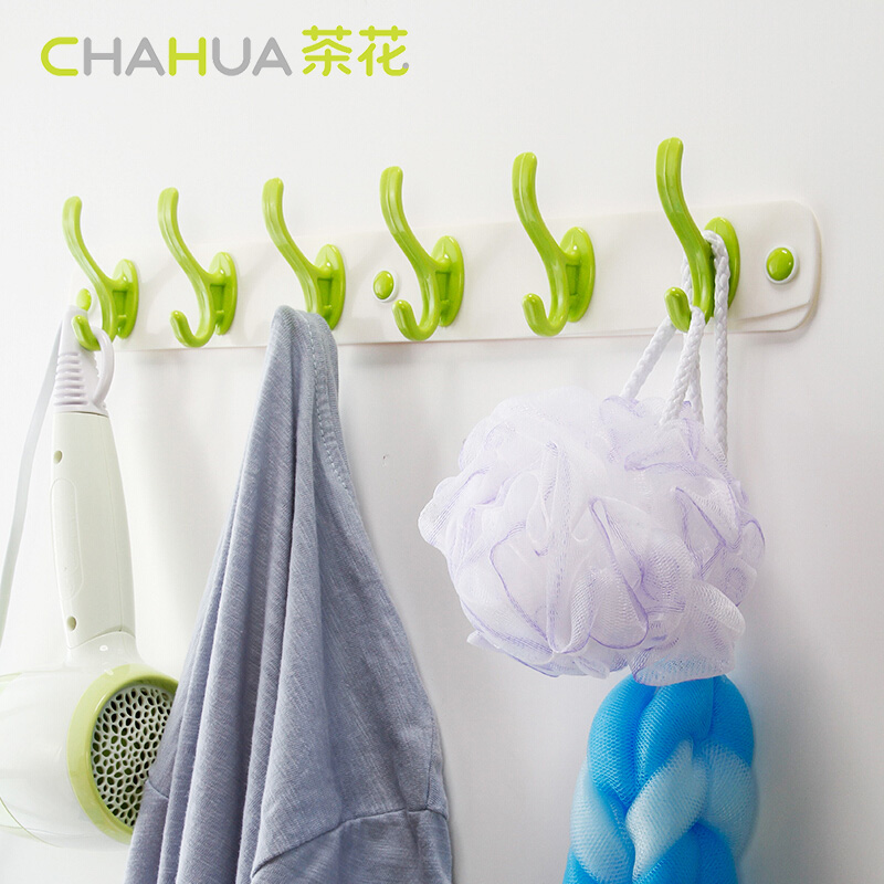 茶花(CHAHUA)凤凰强力排钩粘胶免打孔门后挂衣钩创意厨房毛巾免钉钩子颜色随机高清大图