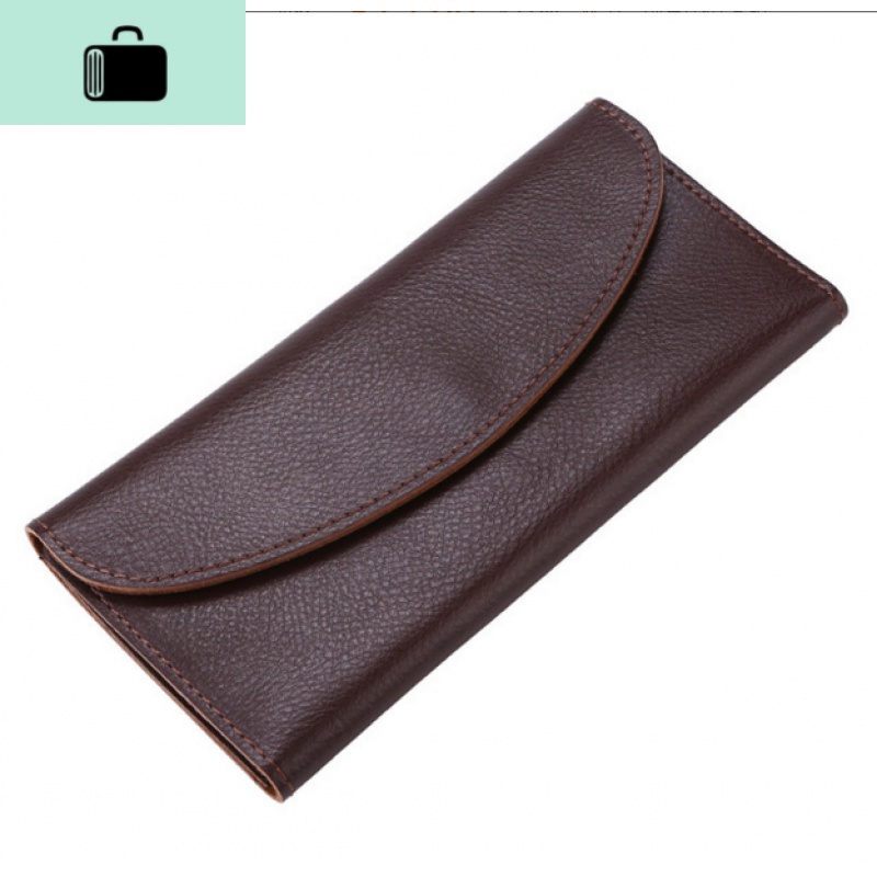 皮简约女士钱包 时尚多功能钱夹长款手拿包磁扣多口袋钱包NEW LAKE 咖啡色