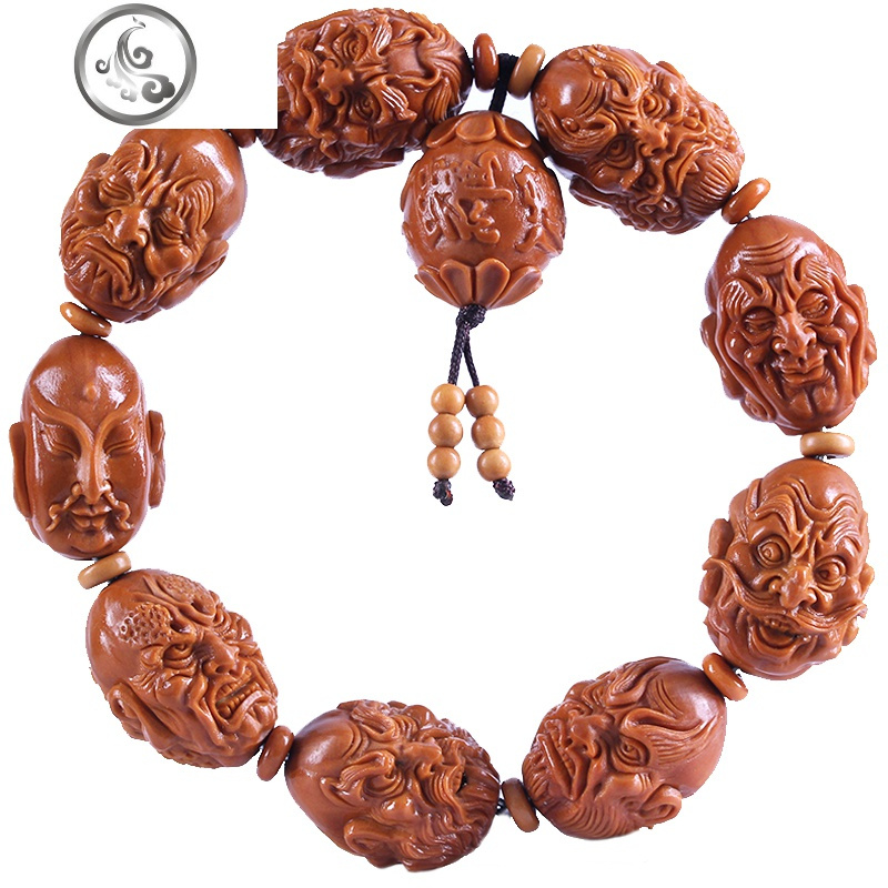 十八罗汉橄榄核手串男士文玩橄榄胡精品双面18罗汉名家橄榄核jimi手链