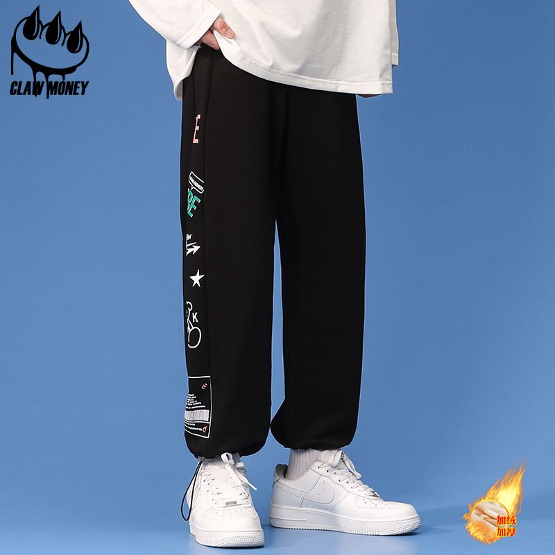 CLAW MONEY休闲裤男士2022夏季潮牌青年百搭运动裤子宽松束脚卫裤