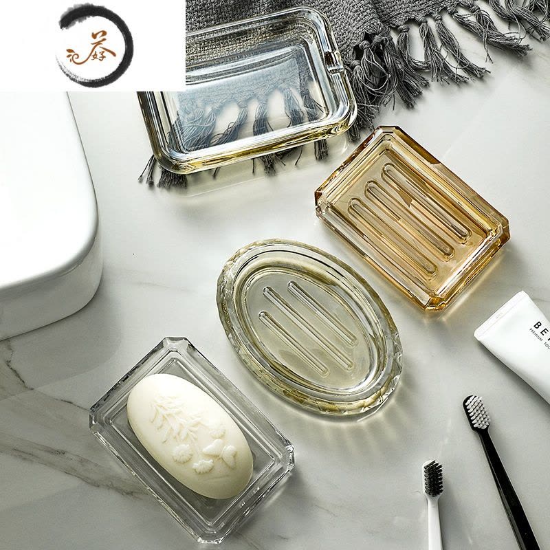 HAOYANGDAO创意大号肥皂香皂盒现代简约皂碟盘子透明蓝色手工皂托 条纹透明图片