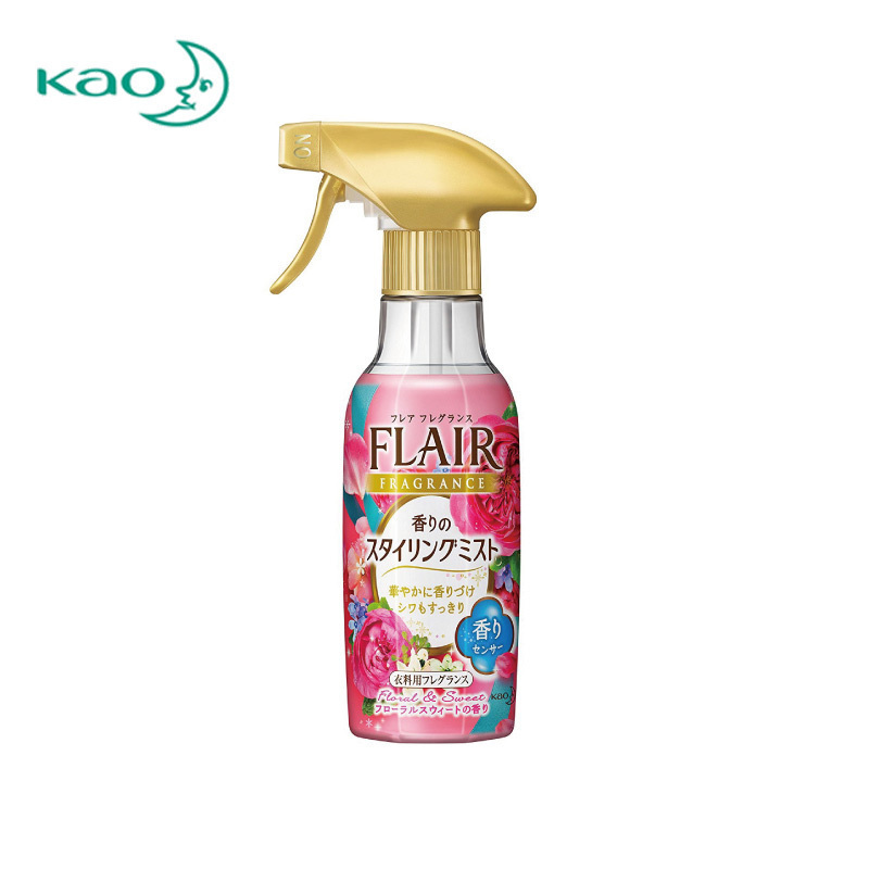 [石原里美同款]花王(KAO) 日本直采 FLAIR衣物柔顺喷雾 通用衣物洗护 去臭抗皱防静电 甜蜜花香 270ml