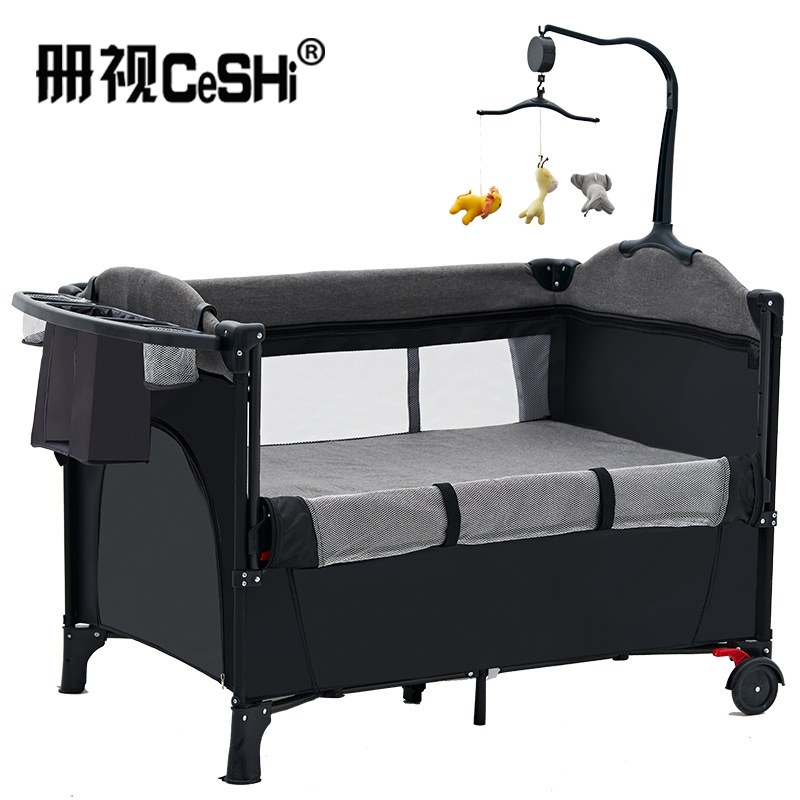 册视家具套装可移动拼接可折叠便携式床边床婴儿摇床HY-8601D个高清大图