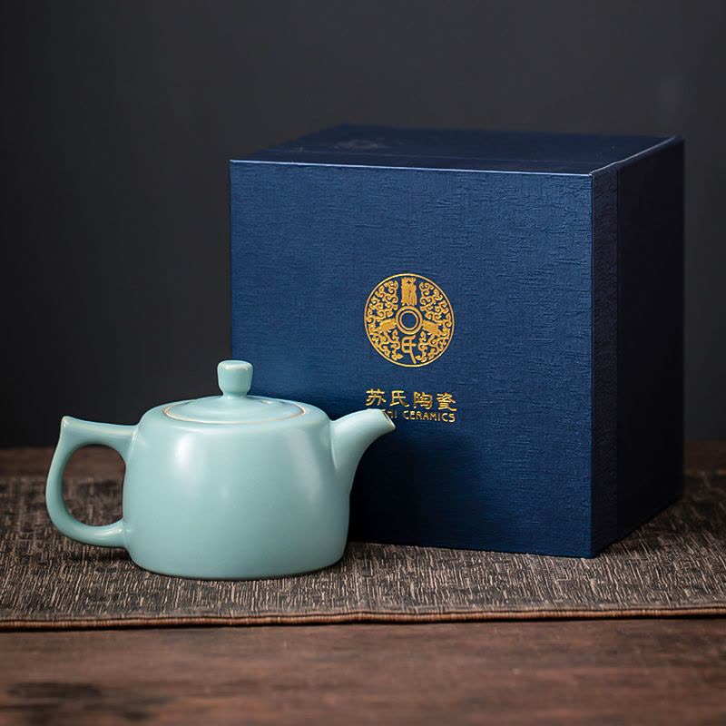 苏氏陶瓷(SUSHI CERAMICS)汝窑井栏泡茶壶开片可养金线汝瓷茶壶礼盒装180ml图片