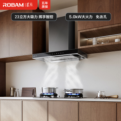 老板（Robam）抽油烟机欧式烟灶23m³大吸力吸油烟机灶具家用燃气灶 双眼灶嵌入式燃气灶60A0+20B1A天然气