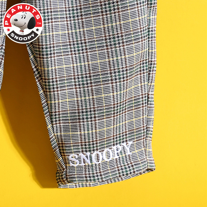 史努比(SNOOPY)儿童格子西装套装男童西服春秋季新款韩版休闲儿童西装西服两件套AE087-HCB309
