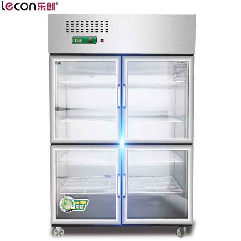 乐创（lecon） 商用四门六门冰柜冷柜立式商用冰箱保鲜柜冷藏柜冷冻柜不锈钢展示柜 四门冰柜全冷藏（四门玻璃）