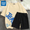 真维斯运动套装男2022年夏季韩版潮流T恤轻薄冰丝五分中裤两件装