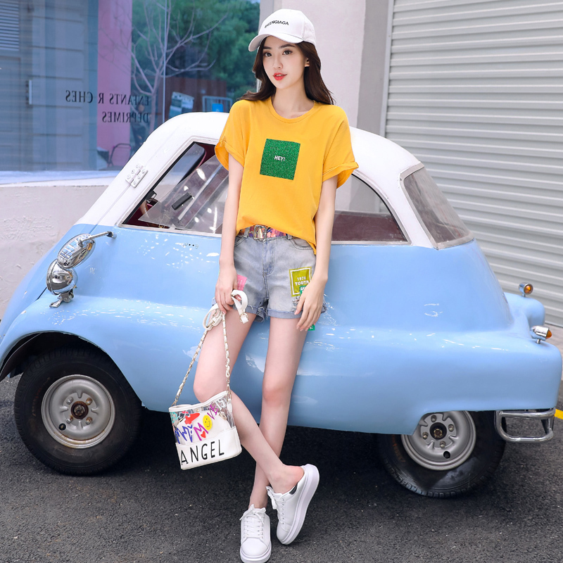 夏款套装女时尚两件套女士新品洋气时髦宽松上衣配短裤休闲清新潮