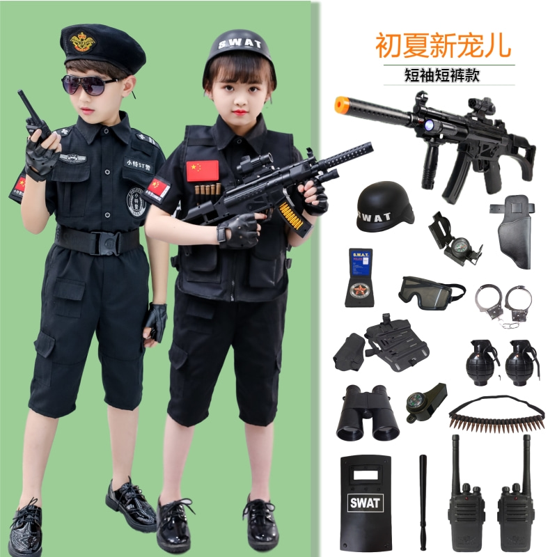 特警服儿童警察服角色扮演军装警官服警服夏短袖特种兵警装演出服套餐五100图片 高清实拍大图 苏宁易购
