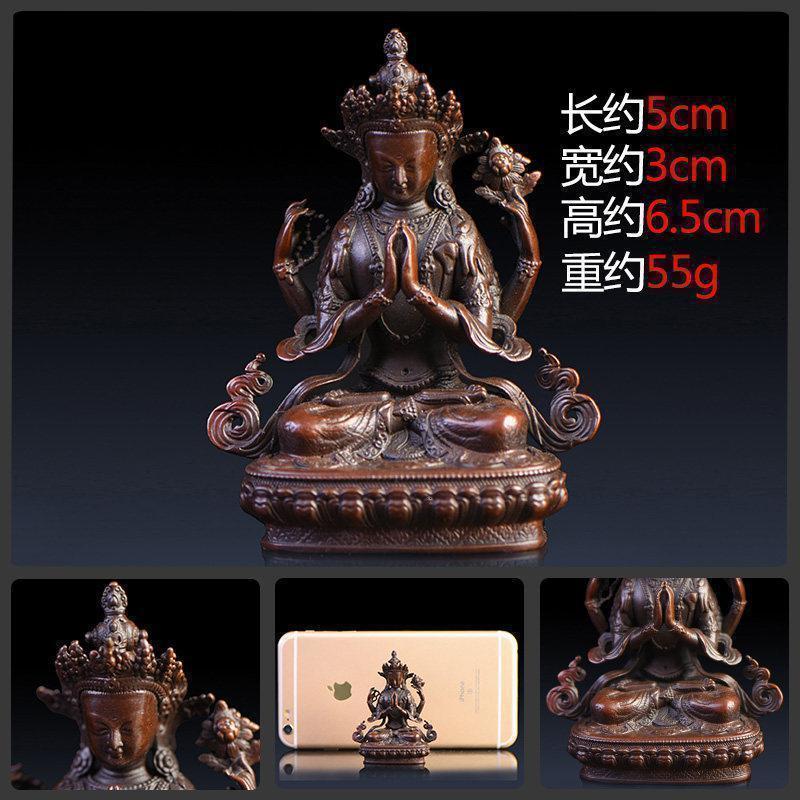 家柏饰(CORATED)四臂观音佛像 铜四臂观音摆件藏传密宗菩萨尼泊尔工艺高清大图