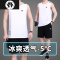HongZun中老年冰丝背心男士运动套装宽松休闲爸爸夏装大码无袖健身服夏季