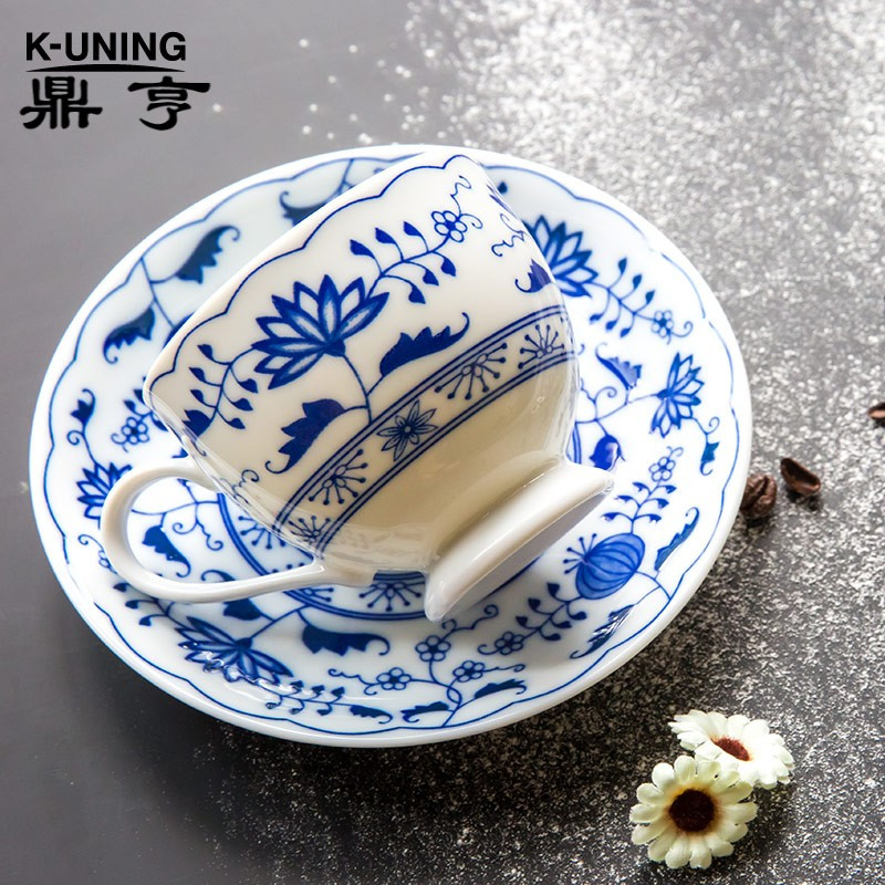 鼎亨[Kitchen Unique]日本咖啡杯碟下午茶茶杯套装青花瓷乔迁礼