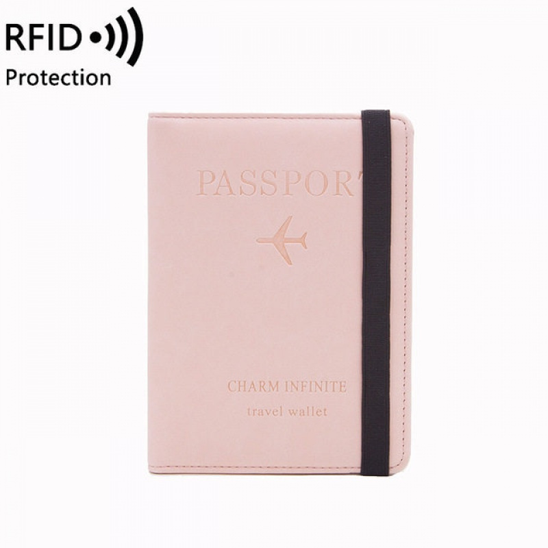 护照收纳包家庭包身份证户口本卡包旅行便携RFID多功能零钱包 粉红色均码