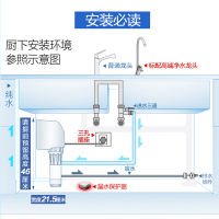 AO史密斯(A.O.Smith)厨下式家用直饮净水器R400MNA1 3:1废水比 1.3升大流量净水机